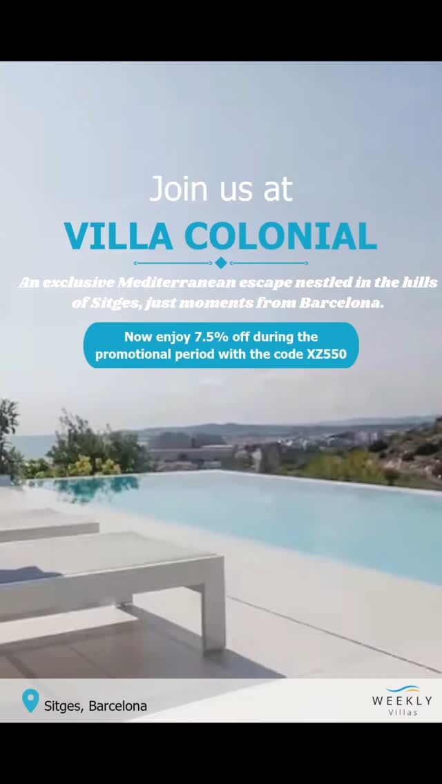 Villa Colonial – Last Minute Escape in Sitges
🛎️ Now enjoy 7.5% OFF with code XZ550

High design, tropical garden & private pool — perfect for your next getaway, event or family holiday.

🌴 One of our top holiday luxury villas in Sitges.
🏝️ Available now at www.weeklyvillas.com

#LastMinuteVillasInSitges #HolidayLuxuryVillas #VillaSitgesHighDesign #WeeklyVillasBarcelona #SitgesVillaRentalsForEvents #LuxuryVillasSpain #VillasToRentInSpainWithPrivateSpa